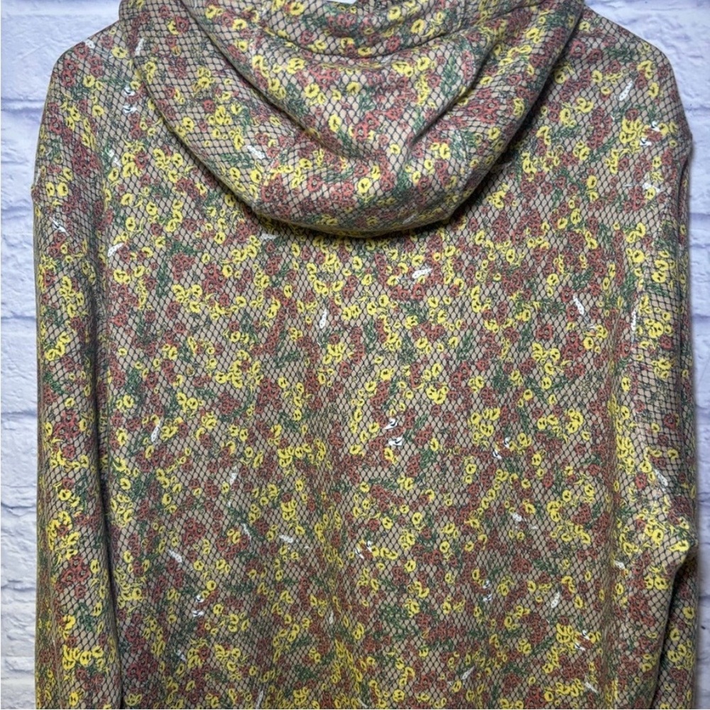 Nike Floral Hoodie Sweatshirt Sportswear Club Fleece Pullover Tan Mens Large